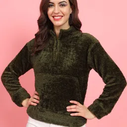 BAESD Self Design Stand Collar Faux fur Pullover-0