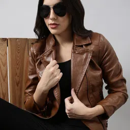 SHOWOFF Lapel Collar Windcheater Crop Biker Jacket-picture-29
