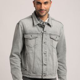 EVERBLUE Spread Collar Washed Crop Denim Jacket-image-46