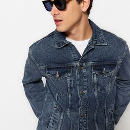 Trendyol Spread Collar Long Sleeves Washed Denim Jacket-20