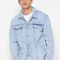 Trendyol Spread Collar Long Sleeve Studded Cotton Denim Jacket-image-62