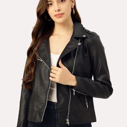 Leather Retail Women Black Floral Outdoor Biker Jacket-image-78