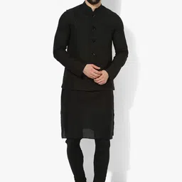 KISAH Men Textured Regular Fit Woven  Kurta Jacket Churidar Set-picture-44