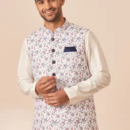 Manyavar Men Printed Woven Nehru Jacket-image-51