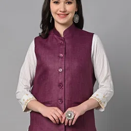 Vastraa Fusion Cotton Jute Nehru Jackets-image-93