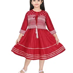 carrydreams Infant Girls Tiered Fit & Flare Midi Dress With Printed Jacket-picture-42