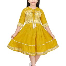 carrydreams Girls Tiered Fit & Flare Dress With Printed Jacket-image-75