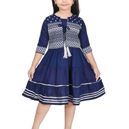 carrydreams Girls Ethnic Motifs Print Fit & Flare Dress With Jacket-image-77