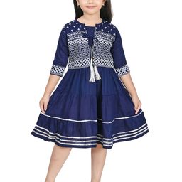 carrydreams Girls Tiered Fit & Flare Dress With Printed Jacket-image-57