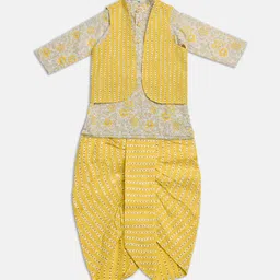 Cute Couture Boys Ethnic Motifs Printed Regular Kurta With Dhoti Pants & Jacket-picture-41