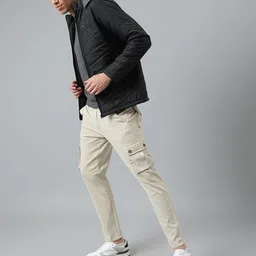 Dennis Lingo Men Black Geometric Longline Outdoor Quilted Jacket-image-9