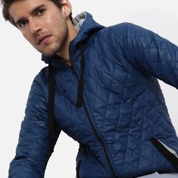 Campus Sutra Men Blue Windcheater Outdoor Quilted Jacket-image-33
