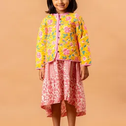 Sangria Girls Lightweight Floral Printed Pure Cotton Quilted Jacket-39