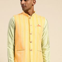 KISAH Printed Mandarin Collar Sleeveless Nehru Jacket-17