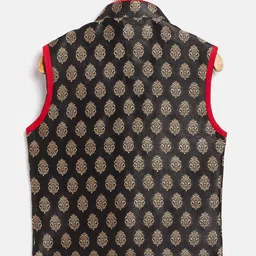JBN Creation Boys Black & Red Printed Woven Nehru Jacket image 2