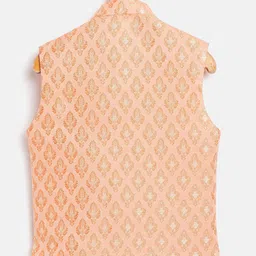 YK Boys Peach Ethnic Self Pattern Buti Nehru Jacket image 3