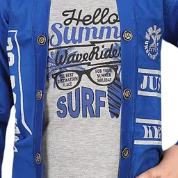 BAESD Boys Typography Printed Lightweight Open Front  Jacket With Attached T-shirt image 3