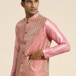 SOJANYA Men Woven Design Nehru Jacket image 3