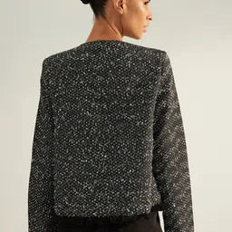Trendyol Self Design Crop Open Front Jacket image 3