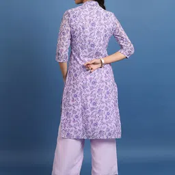 Vishudh Lavender Printed Crop Top & Jacket With Palazzos image 2