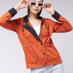 DressBerry Rust Hooded Pure Cotton Bomber Jacket-picture-29