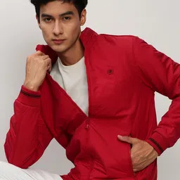 SHOWOFF Mock Collar Zip Detail Bomber Jacket Windcheater-71