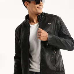 SHOWOFF Mock Collar Windcheater Biker Jacket-42