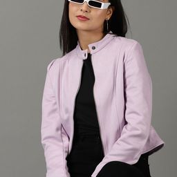 SHOWOFF Mock Collar Long Sleeves Biker Jacket-2