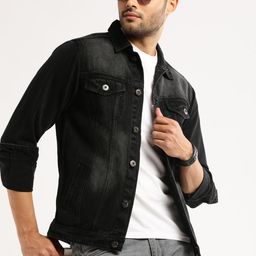SHOWOFF Windcheater Spread Collar Denim Jacket-18