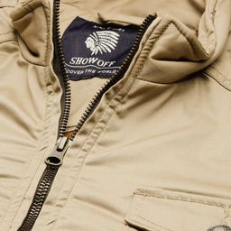 SHOWOFF Mock Collar Windcheater Cotton Open Front Jacket image 3