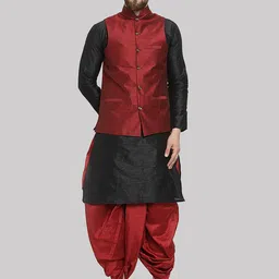 ROYAL KURTA Men Silk Blend Kurta with Dhoti Pant-picture-9