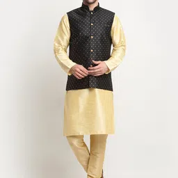 KRAFT INDIA Solid Kurta with Churidar With Nehru Jacket-image-9