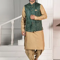 KISAH Mandarin Collar Kurta with Dhoti Pants & Nehru Jacket-image-27