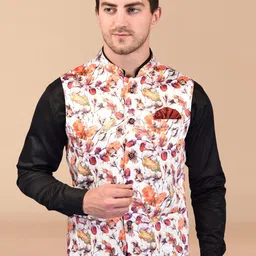 PRINTCULTR Mandarin Collar Printed Nehru Jacket-picture-32