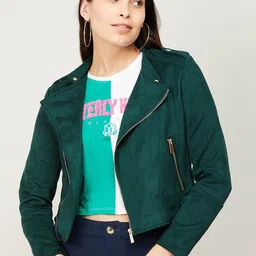 Ginger by Lifestyle Women Green Leather Crop Tailored Jacket-picture-38