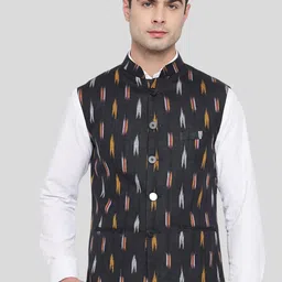 Vastraa Fusion Men Black Nehru Jackets-13