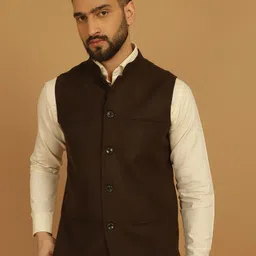 even Mandarin Collar Pure Woollen Nehru Jacket-picture-32