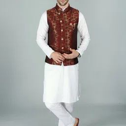 Exotic India Woven Design Nehru Jackets-image-74