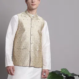 Jompers Ethnic Motifs Woven Design Nehru Jackets-picture-18