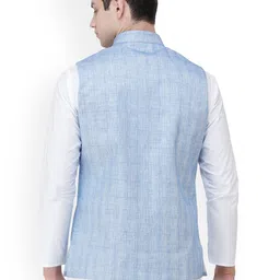 Exotic India Double Check Pattern Woven Nehru Jacket image 5
