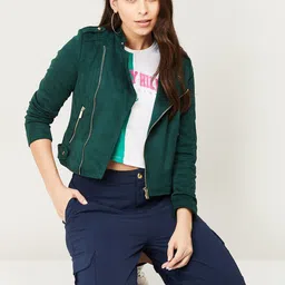 Ginger by Lifestyle Women Green Leather Crop Tailored Jacket image 2