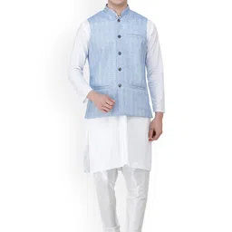 Exotic India Double Check Pattern Woven Nehru Jacket image 4
