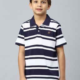 Beverly Hills Polo Club Boys Striped Polo Collar Pure Cotton Casual T-shirt-image-26