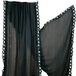 Chiffon Self Design Black Women Dupatta-8