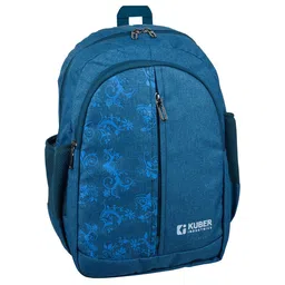 Kuber Industries Kids Blue Floral Printed Nylon Ergonomic Backpack-51
