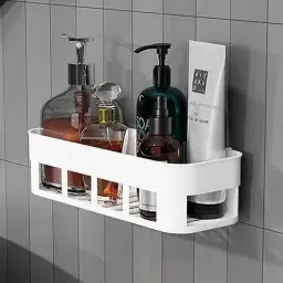 Self Adhesive Multi-Purpose Wall Hanging BATHROOM floating Shelf Plastic Wall Shelf-image-44