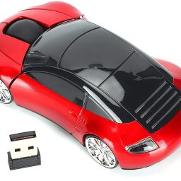microware 2.4GHz Wireless Sports Racing Car Shape Mouse 3D Optical Mouse Wireless Ambidextrous Optical Gaming Mouse with Bluetooth-4