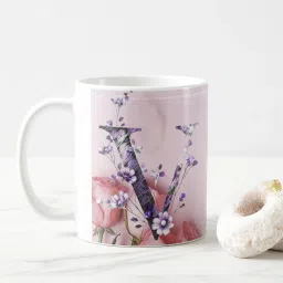"flower love alphabet v" quote white Ceramic with Handle-Perfect Gift to Anyone On Any Occasion | Coffee & Tea Cup | Pack of 1 Ceramic Coffee Mug-20