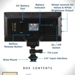 Prolite Bi-Color LED PL-312 Camera Video Light with Diffuser, Battery, Charging Wire | 5200 lx Camera LED Light image 5