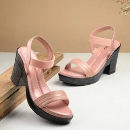 The Roadster Lifestyle Co. Peach Coloured Open Toe Platform Heels-46